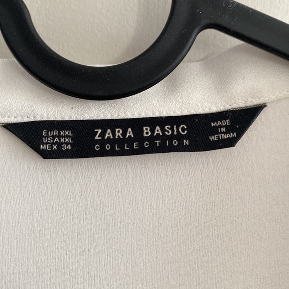 Zara cream/off white longue sleeve blouse with gold zipper size XXL - Picture 3 of 3